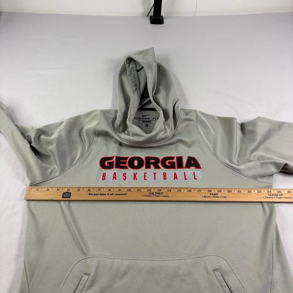 Georgia Bulldogs Hoodie Mens Large Gray Nike Therma Fit Pullover Sweatshirt NCAA